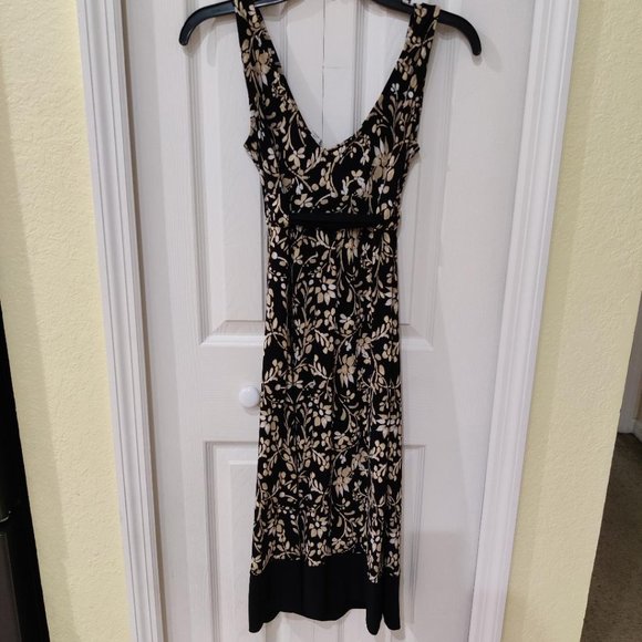 Merona Black Tan Sleeveless Tie Waist Dress Size XS - Picture 2 of 3